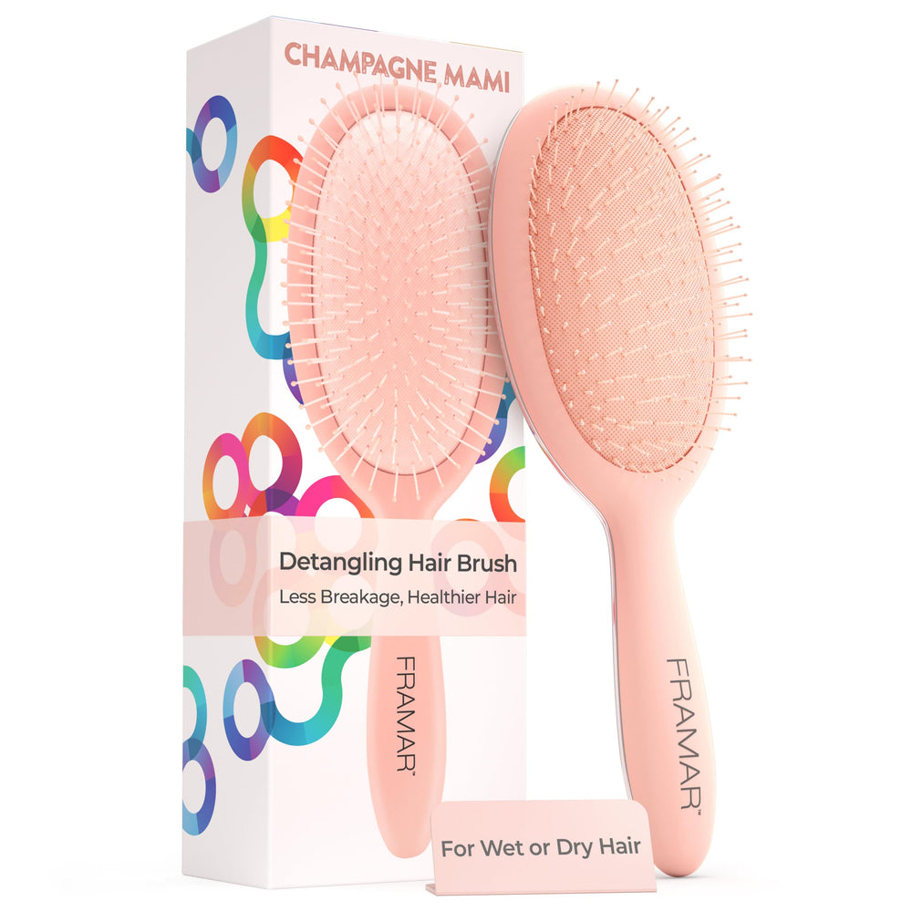 FRAMAR detangling brush curvy hair champagne for gentle detangling and reduced breakage
