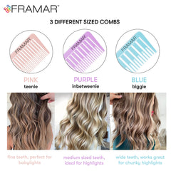 FRAMAR Dreamweaver comb with parting tip for quick, clean sections during highlighting.