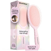 FRAMAR Iridescent Wet Hair Brush pink closeup glides through knots with less pulling.