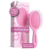 Framar mini hair brush detangler pink compact for quick on-the-go detangling