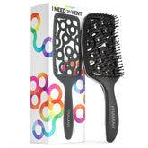 FRAMAR vented hair brush curved design close-up shows gentle detangling and scalp-friendly massage