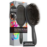 FRAMAR Soft Boar Bristle Hair Brush front view with ergonomic handle for gentle detangling.