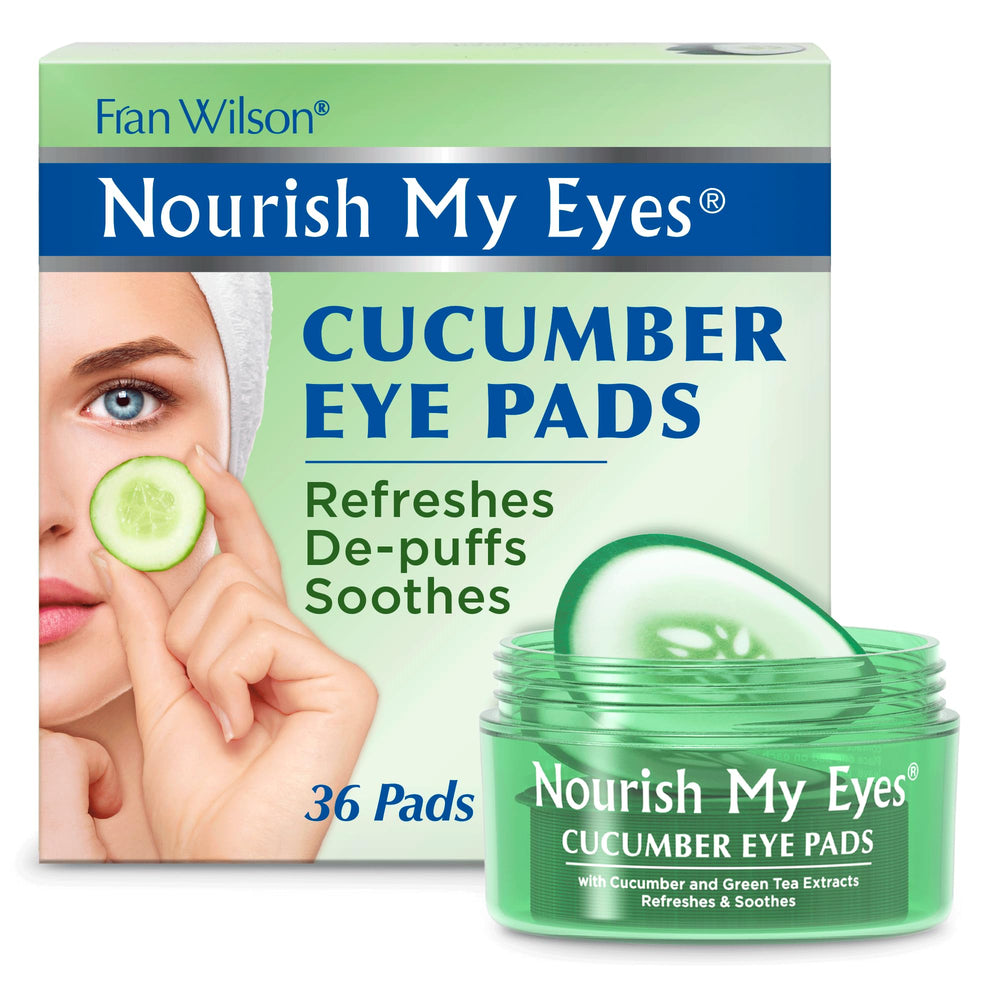 Fran Wilson Nourish My Eyes eye pads cucumber packaging demonstrating easy at-home spa care