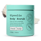 frank body glycolic acid body scrub bottle: smooths skin with gentle exfoliation