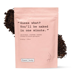 frank body Original Coffee Scrub jar closeup showing rich texture for smooth skin prep