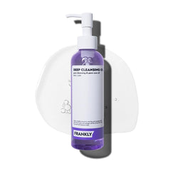 FRANKLY Pore Cleansing Oil bottle closeup highlights a gentle cleanse for clearer pores