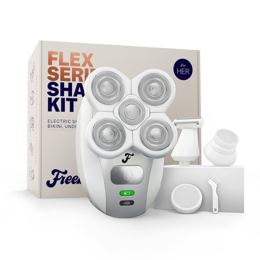 Freebird FlexSeries razor head close-up showing precise blades for smooth grooming