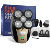 Freebird FlexSeries shaver head close-up showing a smooth skin-close shave.