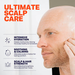 Freebird scalp moisturizer application spot demonstrating soothing sandalwood scent
