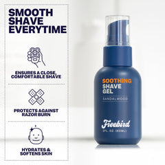 Freebird Shave Gel for Men with vitamins emphasizes skin nourishment post-shave.