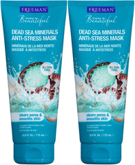 Freeman Anti-Stress Clay Mask texture on skin for balanced, clarified pores.