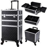 FRENESSA 3-in-1 rolling makeup case top compartment for organized on the go.