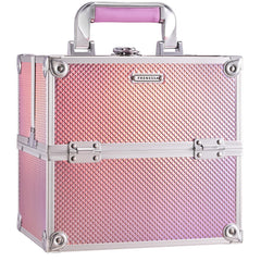 Frenessa Mermaid Pink makeup case front view shows sturdy ABS housing for travel.