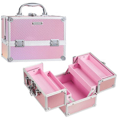 Frenessa Mermaid Pink Makeup Case on-the-go storage keeps cosmetics organized during travel.