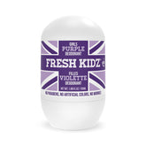 Fresh Kidz Purple roll-on bottle cap close-up showing kid-friendly design for odor protection.