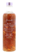 Fresh Rose Fruit Extract toner label highlighting toning and nourishment.