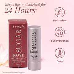 Fresh Sugar Lip Treatment SPF 15 Rose application showing smooth glide and subtle color.