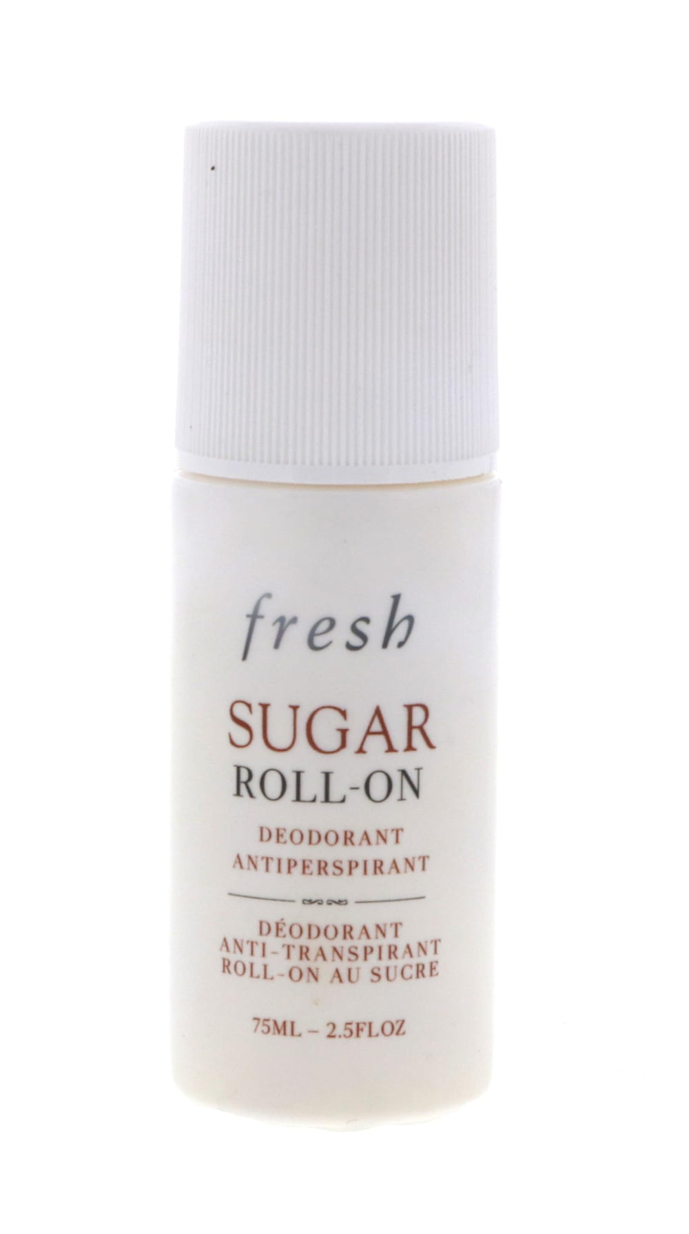 Fresh Sugar Roll-On Deodorant bottle shows a crisp, refreshing scent for all-day confidence.