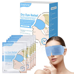 FRESHME warm-compress eye mask pack open for quick, soothing relief from eye fatigue.
