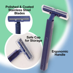 Freshscent twin blade razors individually wrapped for cleanliness and tamper-evidence