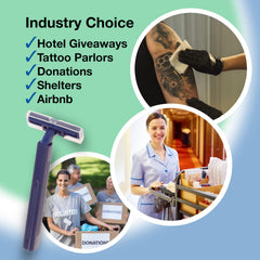 Freshscent razors with navy head and handle for discreet, professional hotel kits