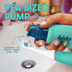 Frida pump dispenser close-up highlighting controlled portion benefit