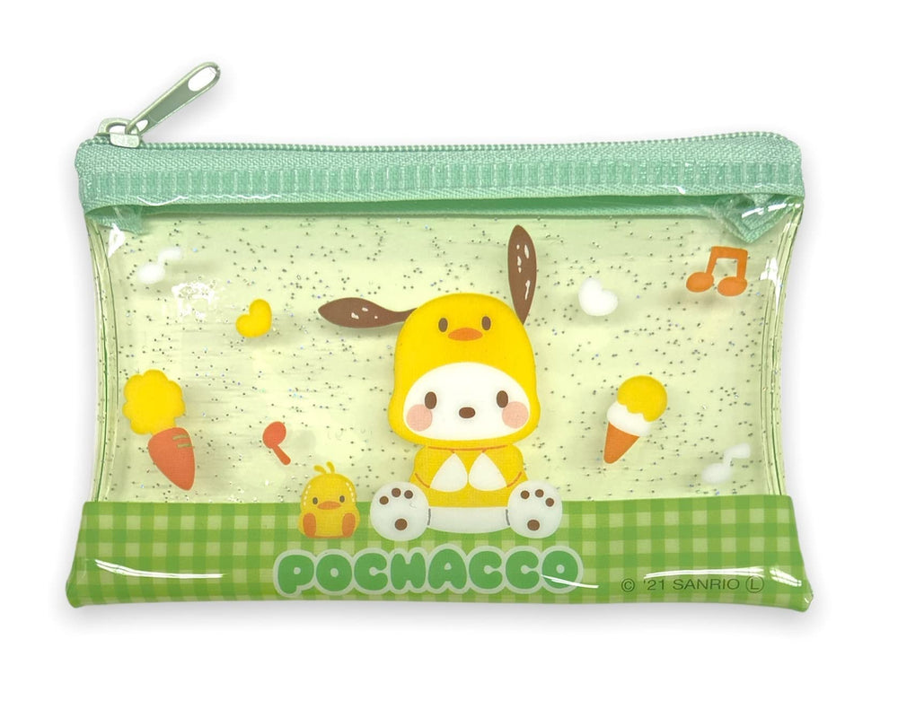 Friend Sanrio Pochacco mini pouch front view for compact makeup or small essentials.