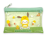 Friend Sanrio Pochacco mini pouch front view for compact makeup or small essentials.
