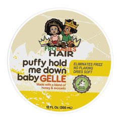 FroBabies Hair Puffy Hold Me Down Baby Gelle packaging pump for easy application.