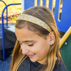 FROG SAC glitter headbands close-up reveals non-slip lining for secure wear.
