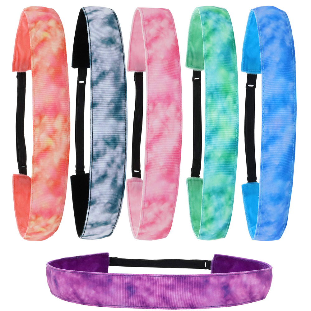 FROG SAC headbands multicolor 6-pack—colorful design that stays in place during sports.