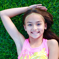 FROG SAC headbands worn by child portrait showing comfort and secure fit