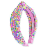 FROG SAC knotted headband with rainbow sequin for kids, stylish and comfortable.