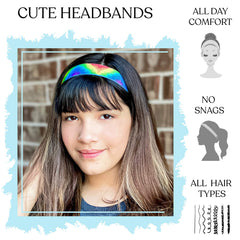 FROG SAC tie-dye headband rainbow side shot highlights stretch elastic support during sports