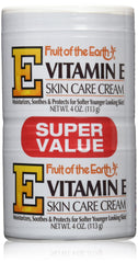 Fruit of the Earth Vitamin-E Cream 4oz jar front view for deep hydration of dry skin.