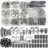 Fscwlmon Viking hair jewelry kit packaging shows organized components for quick setup.