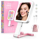 Fshyos travel makeup mirror with LED surround lighting for even makeup application