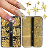 FSpronail estrellitas oro de cuatro puntos para uñas, decoración elegante.