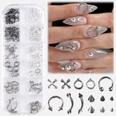 FSpronail nail piercing charms box with five shapes for versatile nail art.