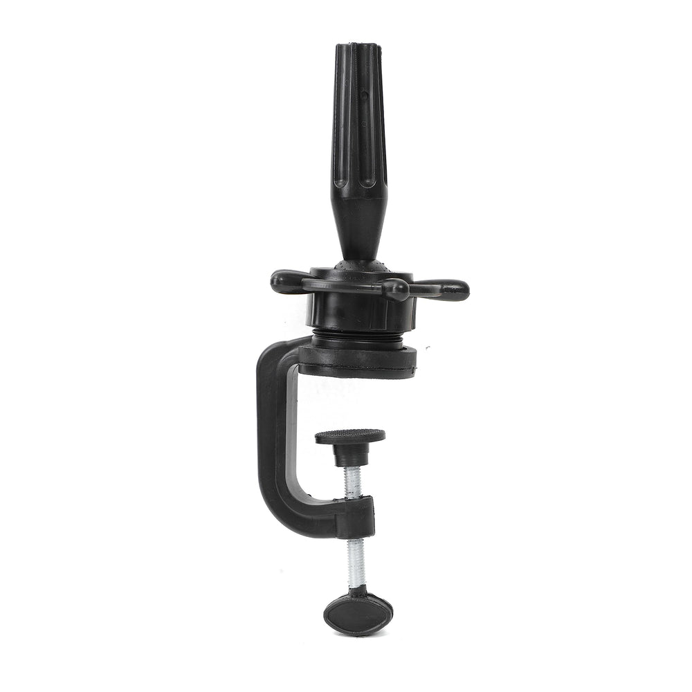 FU SHEN Wig Mannequin Head Stand on table showing secure clamp for steady practice