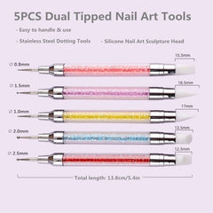 FULINJOY dual-ended nail art pen wedge shape silicone brush for fine lines