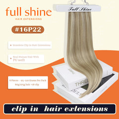 Full Shine real hair extensions show a soft, natural texture for blending.