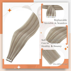 Full Shine tape-in extensions pre-taped adhesive for quick, secure attachment
