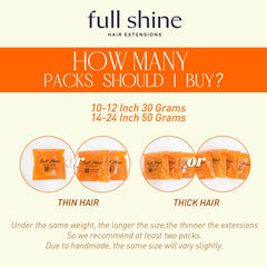Full Shine Ombre shade extensions from brown to blonde highlights