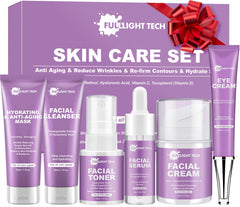 FULLLIGHT TECH skin care set 6-pcs packaging showcases gift-ready presentation for holidays.