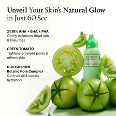 FULLY Green Tomato extract close-up highlighting pore refinement