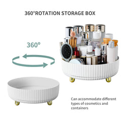 Funest cosmetic desk storage lazy susan keeps vanity items neatly organized.