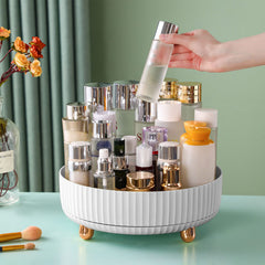 Funest makeup perfume organizer 360 rotation enables quick access to cosmetics.