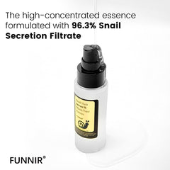 FUNNIR Snail Mucin 96% Essence texture swirl highlights lightweight formula