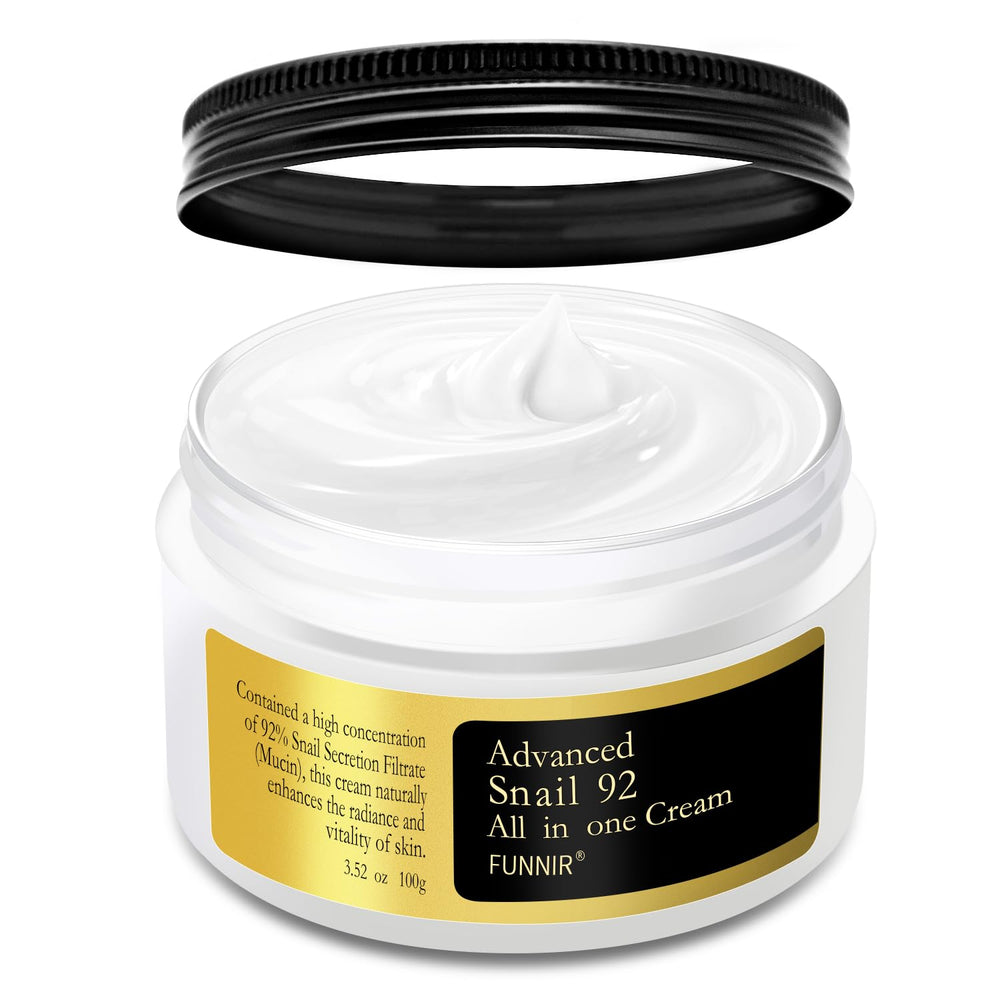FUNNIR Snail Mucin Moisturizer 92% jar hydrates deeply for dewier skin.